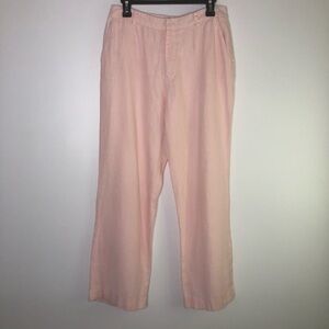 Chaps pink linen flat front pants